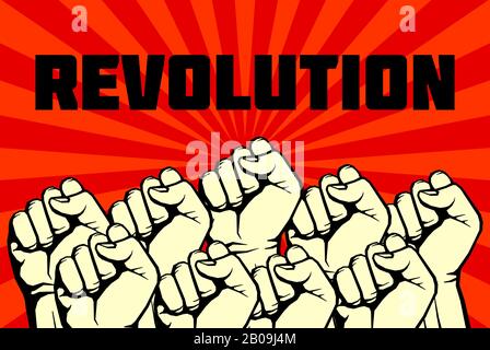 Protest, rebel vector revolution art poster. Banner revolution freedom illustration Stock Vector
