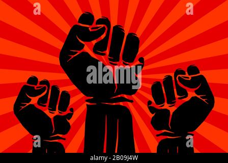 Protest, rebel vector revolution art poster. Banner power revolution illustration Stock Vector