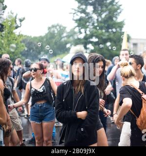 The 17th annual demonstration calling for the legalization of cannabis was held in Berlin. The event began at Zoologischer Garten train station and participants marched through the streets for some two hours. More than 6,500 people participated. Stock Photo