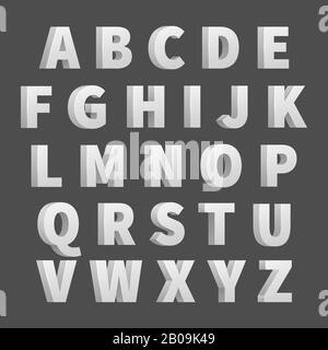 Volume 3D vector alphabet letters. Type alphabet design volume, typography letter alphabet illustration Stock Vector
