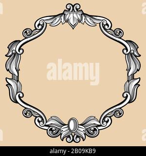 Engraving Border Frame With Pattern In Retro Antique Style Antique Royal Ornate Frame Illustration Of Baroque Frame With Flourish Decoration Stock Vector Image Art Alamy