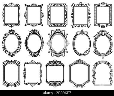 Vintage mirror frames set. Vector collection of round and square vintage  frames, design elements Stock Vector by ©inagraur.ymail.com 194394880