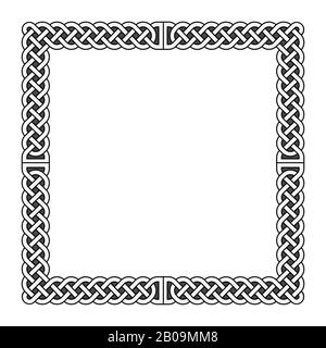 Celtic knots vector medieval frame in black and white. Decoration frame pattern illustration Stock Vector