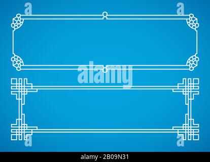 Vector korean, chinese, japanese retro frames set. Design japanese oriental ornament illustration Stock Vector