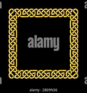 Square golden celtic knots vector frame. Decoration element frame illustration Stock Vector