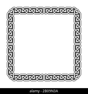 Celtic knots vector medieval frame in black and white. Ornament ancient tribal elements illustration
