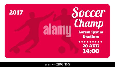 Red horizontal football, soccer vector poster. Template of spot banner illustration Stock Vector