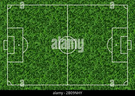 Football, soccer green grass field vector background. Sport field for soccer game illustration Stock Vector