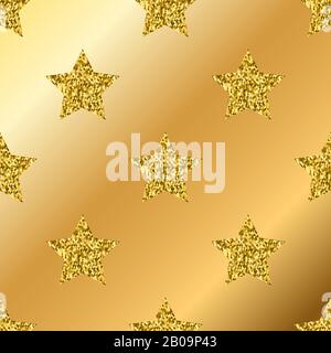 Vector golden glitter stars seamless pattern. Confetti foil background illustration Stock Vector