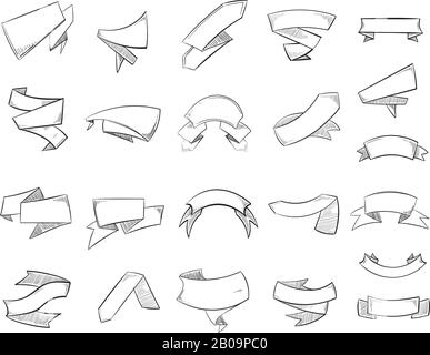 Hand Drawn Vintage Ribbon Collection Stock Vector - Illustration of banner,  sketch: 146969686