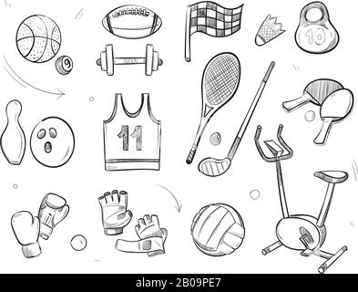 hand drawn sports equipment - Stock Illustration [76554535] - PIXTA