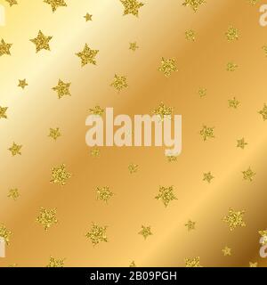 Vector golden glitter stars seamless pattern. Abstract confetti design illustration Stock Vector