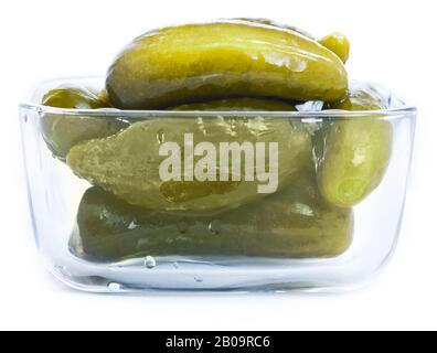 Pickled cucumber in a glass box Stock Photo