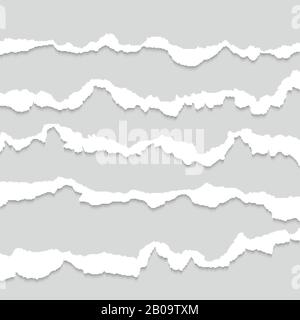 Torn paper, ripped papers edge vector set. Sheet paper piece divider illustration Stock Vector