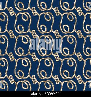 Marine ropes vector seamless pattern. Background with sea knots rope illustration Stock Vector