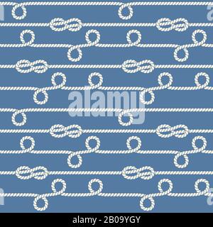 Nautical ropes and knots vector seamless pattern. Illustration of background with loop rope Stock Vector