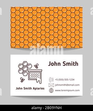 Beekeeper, natural honey maker business card. Template of card company, vector illustration