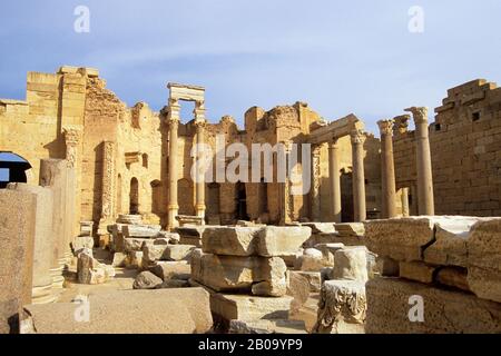 LIBYA, NEAR TRIPOLI, LEPTIS MAGNA, SEVERAN BASILICA Stock Photo