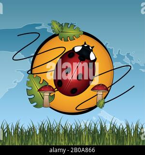 Ladybug on a leaf Stock Vector