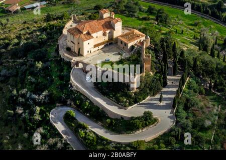 Santuari de Sant Salvador, 09.01.2020, aerial view, Spain, Balearic Islands, Majorca, Arta Stock Photo
