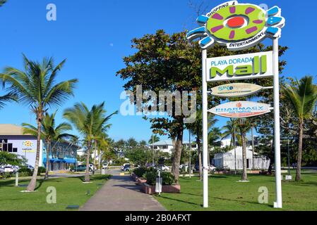 Puerto Plata, Dominican Republic - February 5, 2020:  The mall in the resort area of Playa Dorada that relies heavily on tourism. Stock Photo