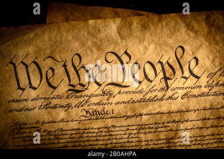 We the people, the beginning of the preamble to the United States constitution Stock Photo
