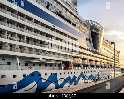 Cruise ship berthed in Funchal harbour, Madeira. Stock Photo
