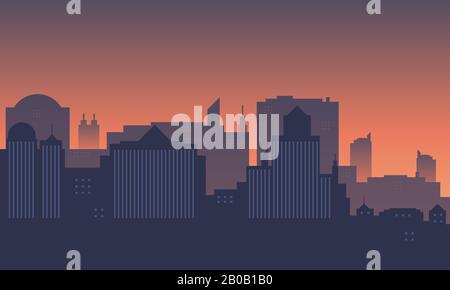 The beauty of an urban silhouette with a feel of dusk Stock Vector