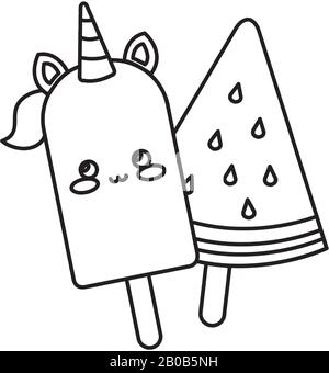 cute ice creams in stick isolated icon Stock Vector