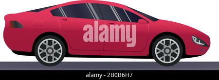 Red sportscar on white background, vector illustration, original design. Vector sports car. Super car design concept. Unique modern realistic art Stock Vector