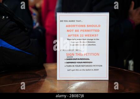 Aurora, United States. 19th Feb, 2020. Petition signage at Lara Trump's Keep America Great Again event at the Hyatt Regency Aurora-Denver on Wednesday, February 19th, 2020 in Aurora, Colorado. Credit: The Photo Access/Alamy Live News Stock Photo