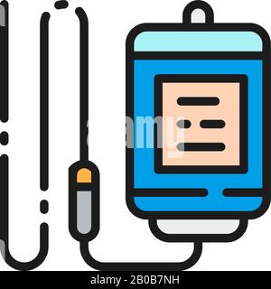 Medical drop counter, medicine dropper, infusion bottle color line icon. Stock Vector