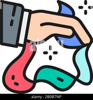 Magic trick with handkerchiefs, circus flat color line icon. Stock Vector