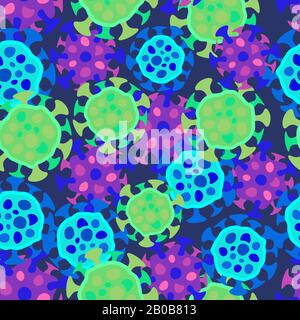 Flat simple cartoon bacterium seamless science pattern Stock Vector