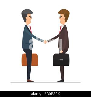Businessman shake hands. Cooperation concept. Vector illustration isolated on white background. Flat design. Stock Vector