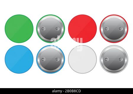 Colored button pins vector illustration isolated on white background Stock Vector