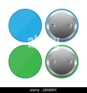 Colored button pins vector illustration isolated on white background Stock Vector