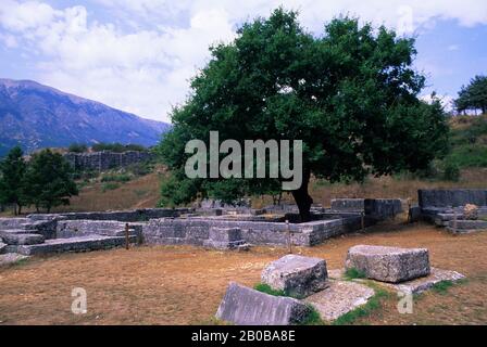 GREECE, DODONA, OLDEST SITE OF ORACLE, APPEARANCE IN OAK TREE, BRONZE AGE, 2600 BC, SACRED HOUSE Stock Photo