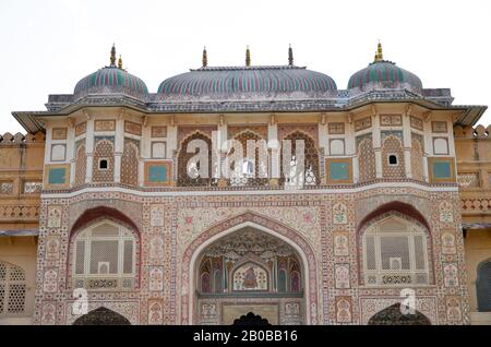 Architectural beauty of Amer Palace (Amber Palace), Jaipur, Rajasthan, India Stock Photo