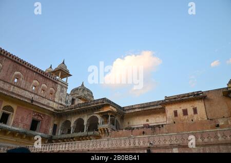 Architectural beauty of Amer Palace (Amber Palace), Jaipur, Rajasthan, India Stock Photo