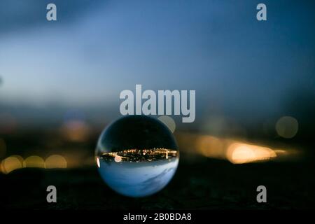 Turin from above, seen through the glass sphere Stock Photo