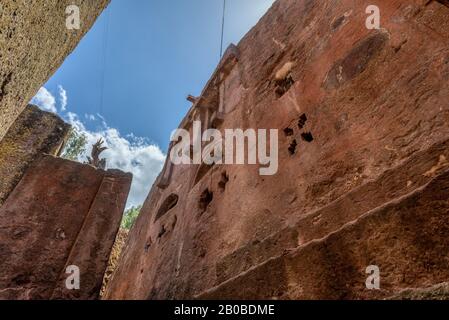 Church with the symbolic Tomb of Adam in the north western complex of rock hewn churches in Lalibela. Ethiopia Stock Photo