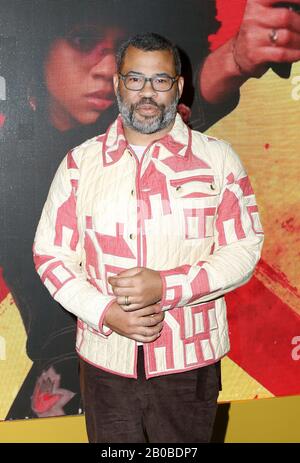 Los Angeles, USA. 19th Feb, 2020. Jordan Peele walking the red carpet at the Premiere of Amazon Prime Video's 'Hunters' held at DGA Theater on February 19, 2020 in Los Angeles, California USA (Photo by Parisa Afsahi/Sipa USA) Credit: Sipa USA/Alamy Live News Stock Photo