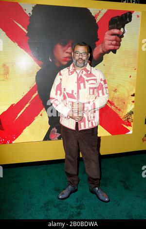 Los Angeles, USA. 19th Feb, 2020. Jordan Peele walking the red carpet at the Premiere of Amazon Prime Video's 'Hunters' held at DGA Theater on February 19, 2020 in Los Angeles, California USA (Photo by Parisa Afsahi/Sipa USA) Credit: Sipa USA/Alamy Live News Stock Photo