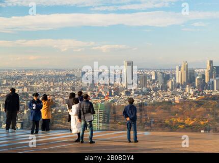 People on rooftop of Shibuya Scramble Square, Shibuya, Tokyo, Japan Stock Photo