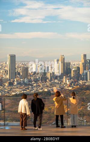 People on rooftop of Shibuya Scramble Square, Shibuya, Tokyo, Japan Stock Photo