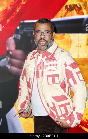 Los Angeles, USA. 19th Feb, 2020. Jordan Peele walking the red carpet at the Premiere of Amazon Prime Video's 'Hunters' held at DGA Theater on February 19, 2020 in Los Angeles, California USA (Photo by Parisa Afsahi/Sipa USA) Credit: Sipa USA/Alamy Live News Stock Photo