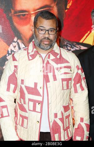 Los Angeles, USA. 19th Feb, 2020. Jordan Peele walking the red carpet at the Premiere of Amazon Prime Video's 'Hunters' held at DGA Theater on February 19, 2020 in Los Angeles, California USA (Photo by Parisa Afsahi/Sipa USA) Credit: Sipa USA/Alamy Live News Stock Photo