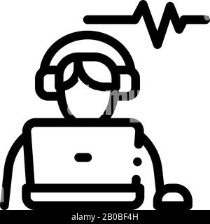 Listening Audio Icon Vector Outline Illustration Stock Vector