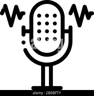 Microphone Waves Icon Vector Outline Illustration Stock Vector
